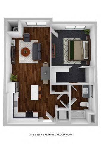 Melody 1 Bed 1 Bath Floor Plan at The Aurilla, Cottage Grove, 55016